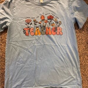Bella Canvas Light Blue Women’s Teacher Tee with Floral Graphic